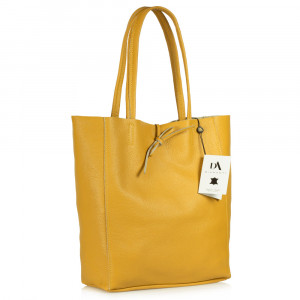 Geanta shopper din piele naturala DiAmanti Luisa Giallo